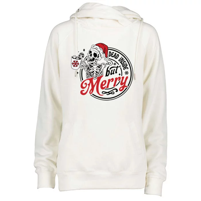 Dead Inside But Merry Christmas Santa Skeleton Ing Cute Gift Womens Funnel Neck Pullover Hood