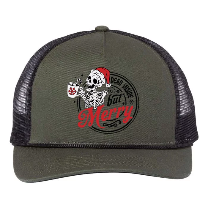 Dead Inside But Merry Christmas Santa Skeleton Ing Cute Gift Retro Rope Trucker Hat Cap