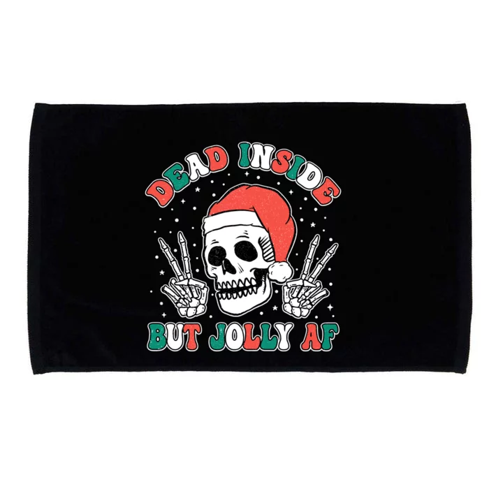 Dead Inside But Jolly Af Christmas Spirit Skeleton Skull Microfiber Hand Towel