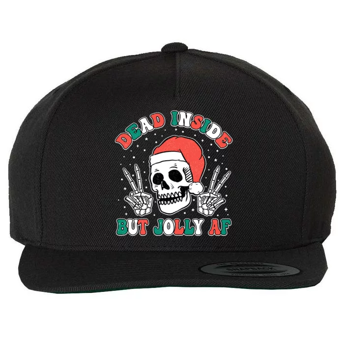 Dead Inside But Jolly Af Christmas Spirit Skeleton Skull Wool Snapback Cap