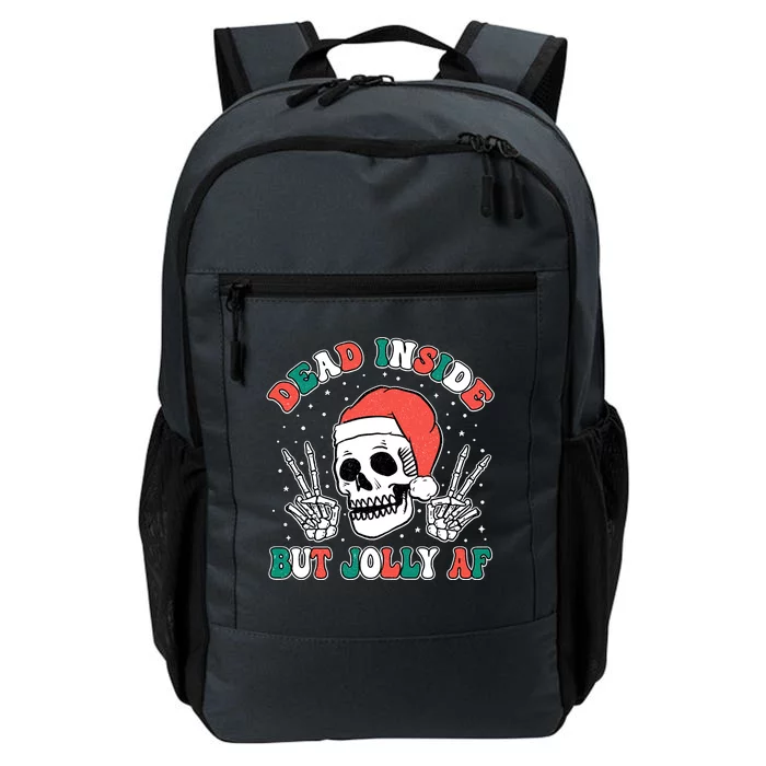 Dead Inside But Jolly Af Christmas Spirit Skeleton Skull Daily Commute Backpack