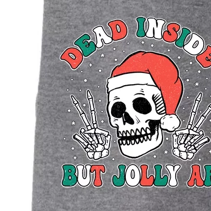 Dead Inside But Jolly Af Christmas Spirit Skeleton Skull Doggie 3-End Fleece Hoodie