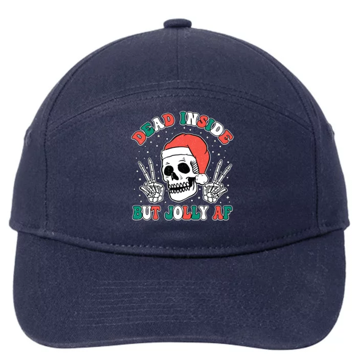 Dead Inside But Jolly Af Christmas Spirit Skeleton Skull 7-Panel Snapback Hat