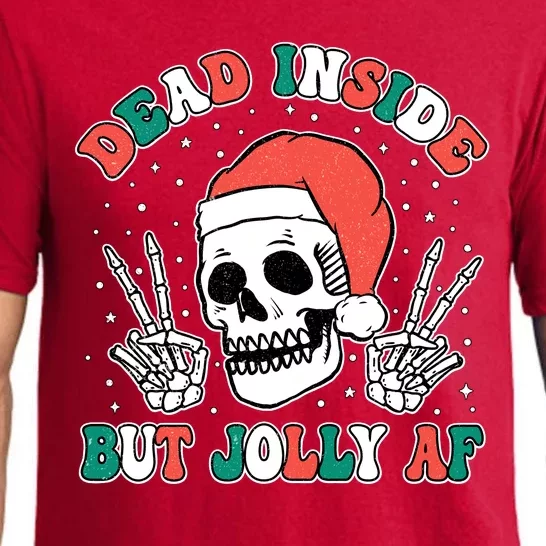 Dead Inside But Jolly Af Christmas Spirit Skeleton Skull Pajama Set