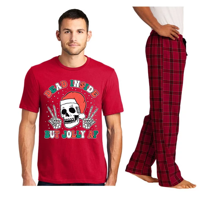 Dead Inside But Jolly Af Christmas Spirit Skeleton Skull Pajama Set