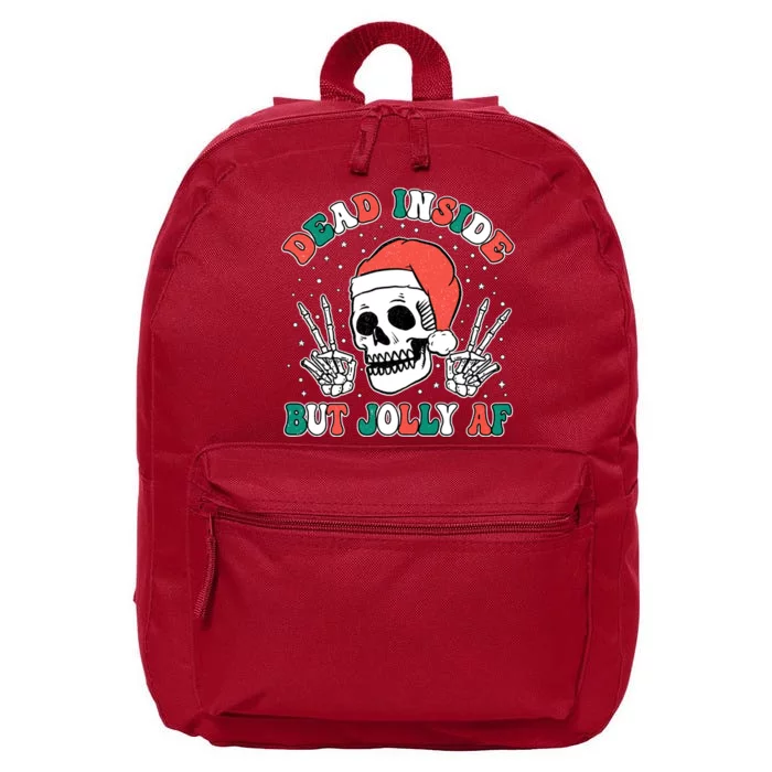 Dead Inside But Jolly Af Christmas Spirit Skeleton Skull 16 in Basic Backpack