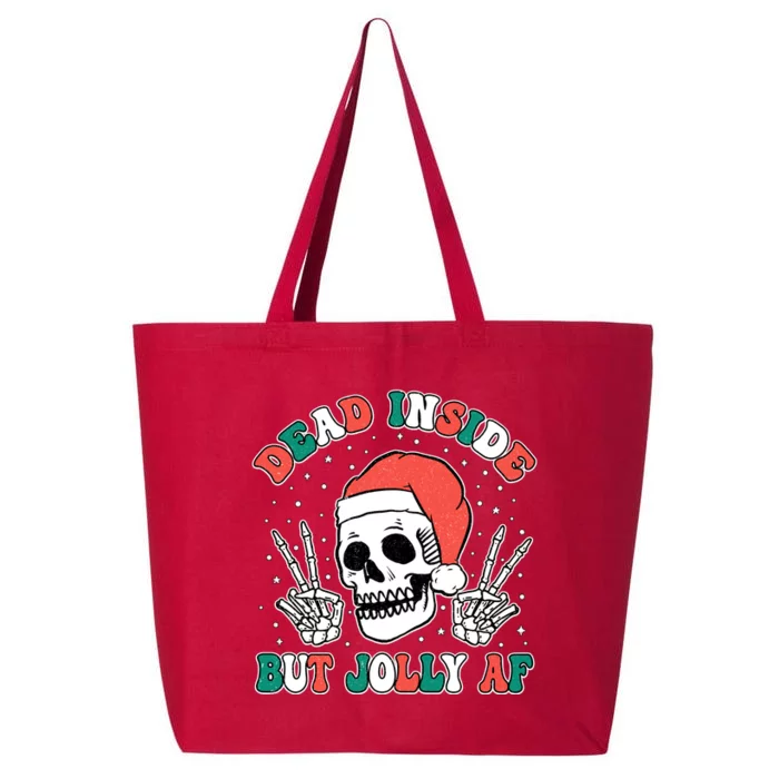 Dead Inside But Jolly Af Christmas Spirit Skeleton Skull 25L Jumbo Tote