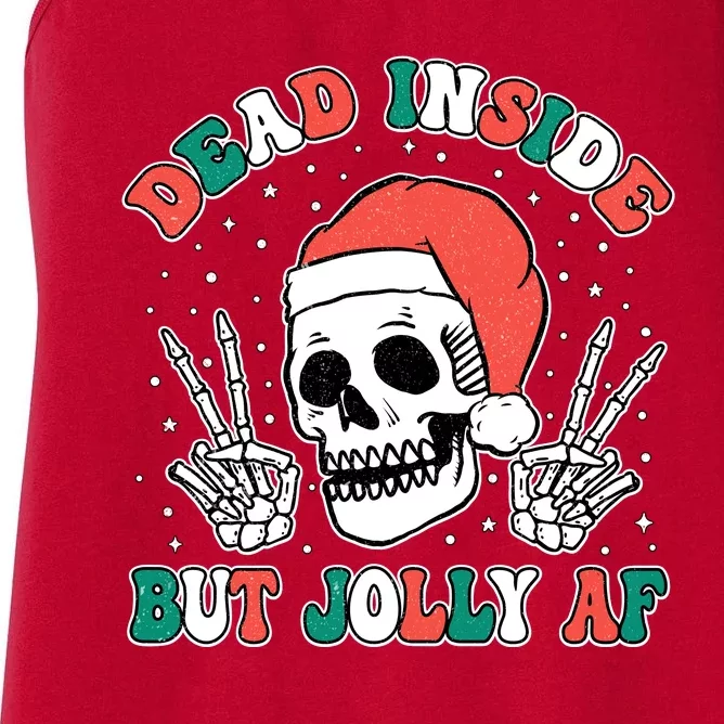 Dead Inside But Jolly Af Christmas Spirit Skeleton Skull Women's Racerback Tank