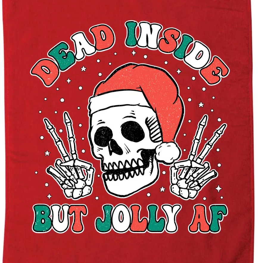 Dead Inside But Jolly Af Christmas Spirit Skeleton Skull Platinum Collection Golf Towel