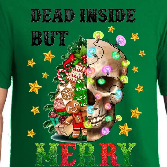 Dead Inside But Merry Christmas Skeleton Skull Xmas Holiday Gift Pajama Set