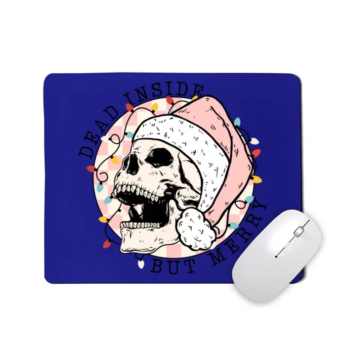 Dead Inside But Merry Christmas Skull Skeleton Santa Hat Gift Mousepad