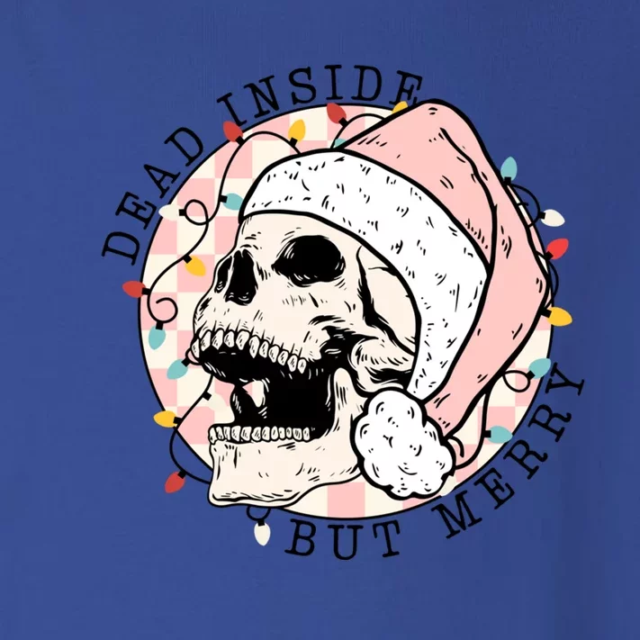 Dead Inside But Merry Christmas Skull Skeleton Santa Hat Gift Toddler Long Sleeve Shirt