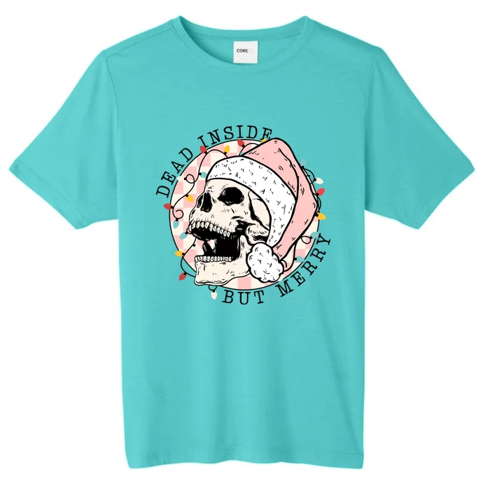 Dead Inside But Merry Christmas Skull Skeleton Santa Hat Gift ChromaSoft Performance T-Shirt