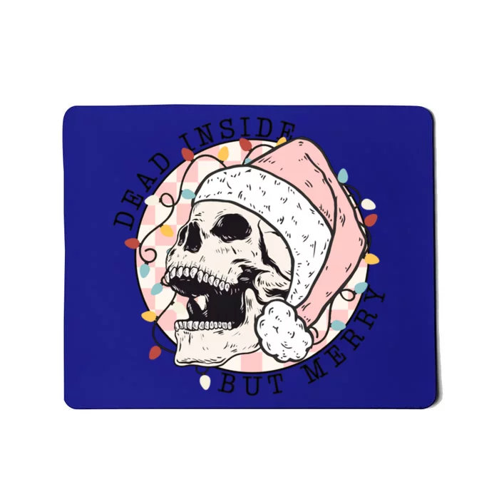 Dead Inside But Merry Dancing Skeleton Santa Christmas Light Gift Mousepad