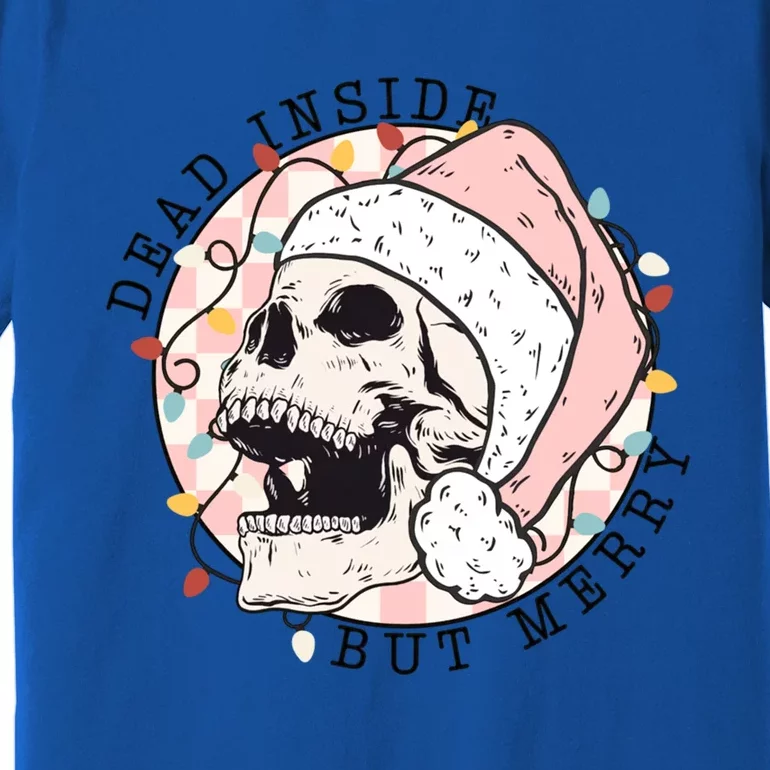 Dead Inside But Merry Dancing Skeleton Santa Christmas Light Gift Premium T-Shirt