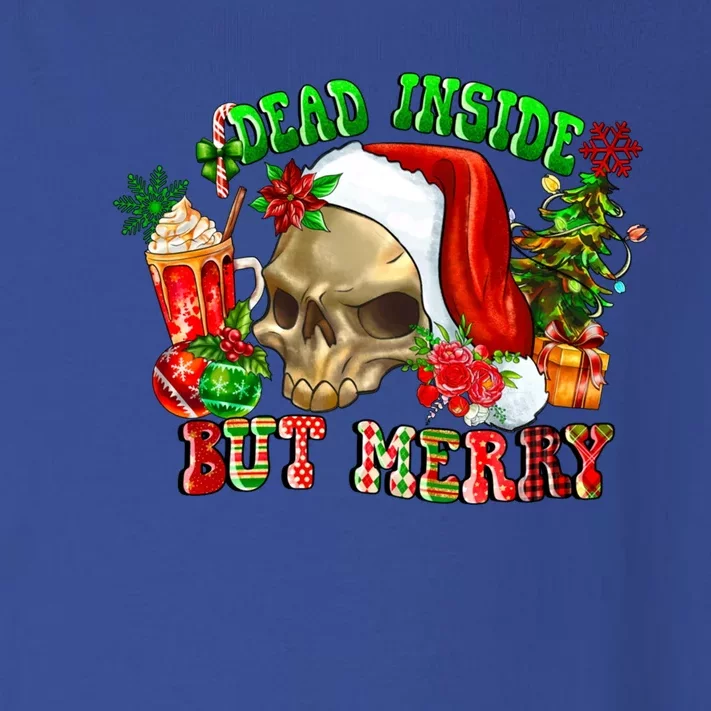 Dead Inside But Merry Festive Skeleton Funny Christmas Gift Toddler Long Sleeve Shirt