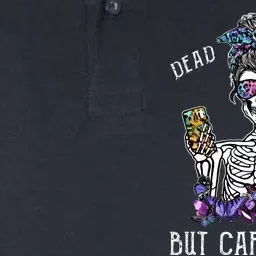 Dead Inside But Caffeinated Skeleton Flower Coffee Lover Softstyle Adult Sport Polo