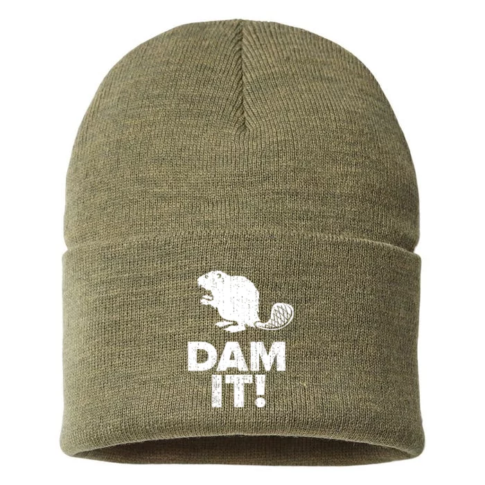 Dam It Beaver Funny Beaver Saying Sustainable Knit Beanie