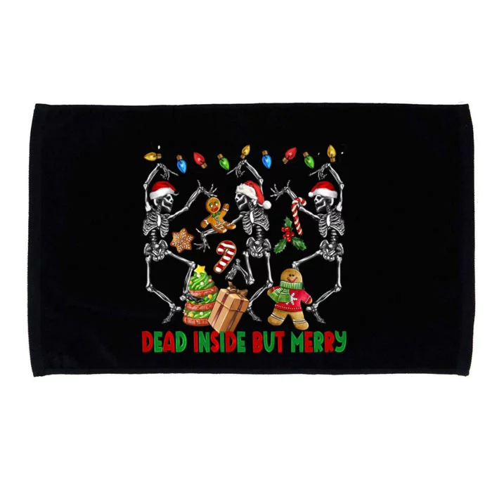 Dead Inside But Merry Funny Dancing Skeleton Christmas Cakes Funny Gift Microfiber Hand Towel