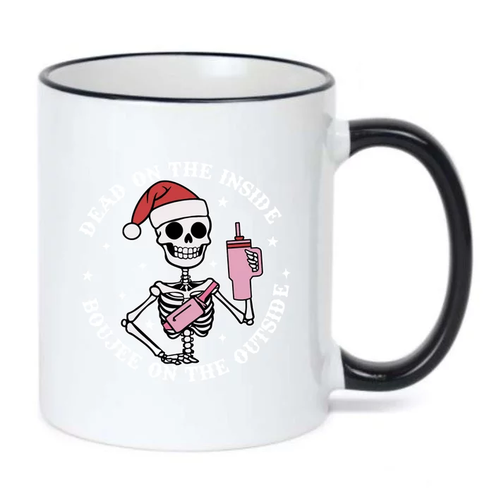 Dead Inside Boujee On The Outside Skeleton Christmas Xmas Cool Gift Black Color Changing Mug