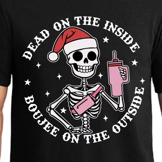 Dead Inside Boujee On The Outside Skeleton Christmas Xmas Cool Gift Pajama Set