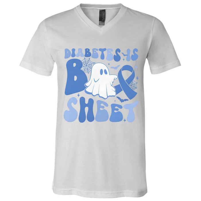 Diabetes Is Boo Sheet Halloween Diabetes Awareness V-Neck T-Shirt