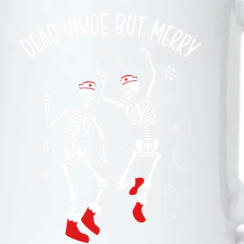 Dead Inside But Merry Funny Dancing Skeleton Christmas Nurse Cool Gift Black Color Changing Mug