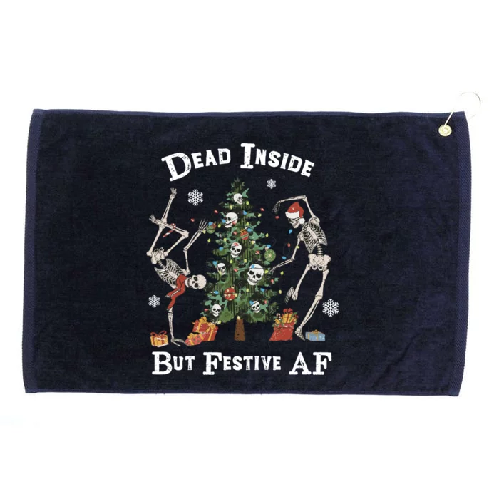 Dead Inside But Festive Af Dancing Christmas Skeletons Cool Gift Grommeted Golf Towel