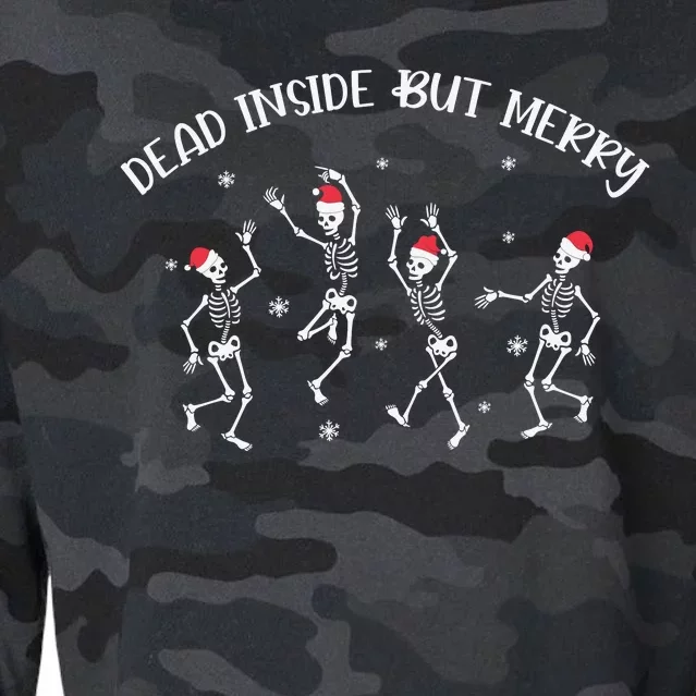 Dead Inside But Merry Dancing Skeleton Funny Dance Cropped Pullover Crew