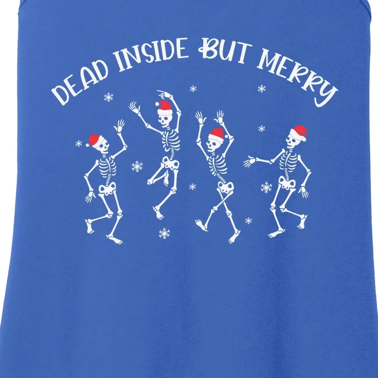 Dead Inside But Merry Dancing Skeleton Funny Dance Ladies Essential Tank