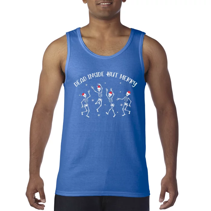 Dead Inside But Merry Dancing Skeleton Funny Dance Tank Top