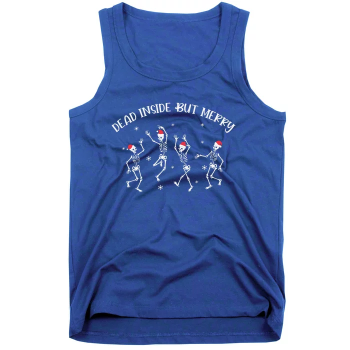 Dead Inside But Merry Dancing Skeleton Funny Dance Tank Top