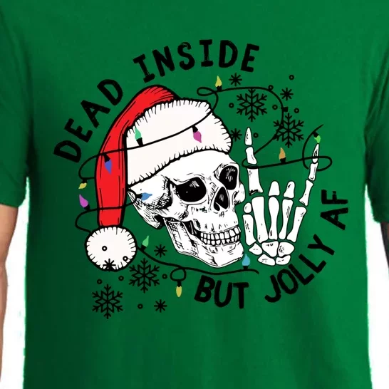 Dead Inside But Jolly Af Funny Skeleton Christmas Funny Gift Pajama Set