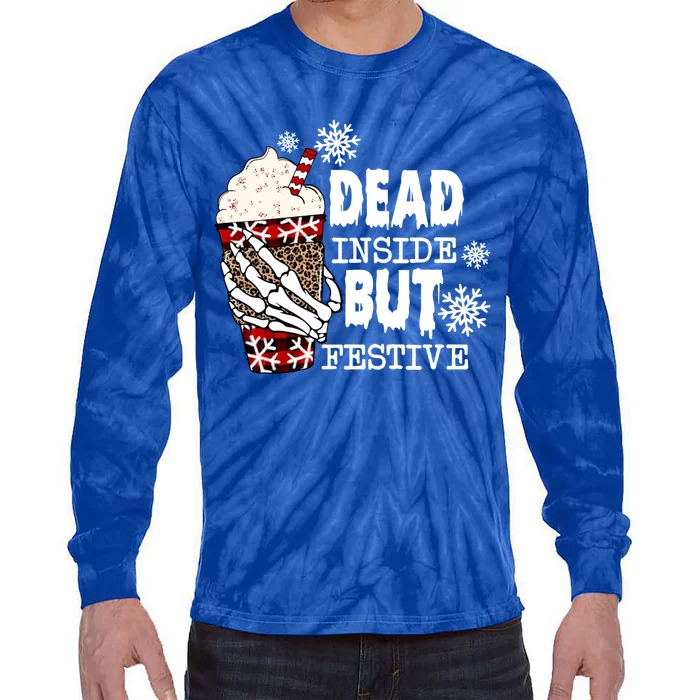 Dead Inside But Festive Christmas Funny Gift Tie-Dye Long Sleeve Shirt