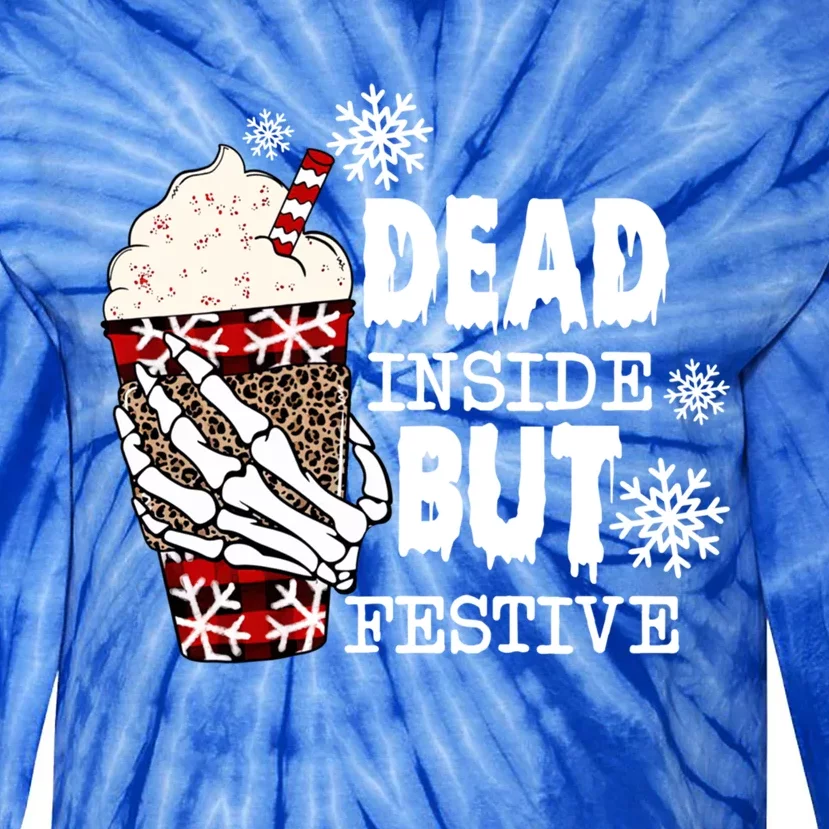 Dead Inside But Festive Christmas Funny Gift Tie-Dye Long Sleeve Shirt