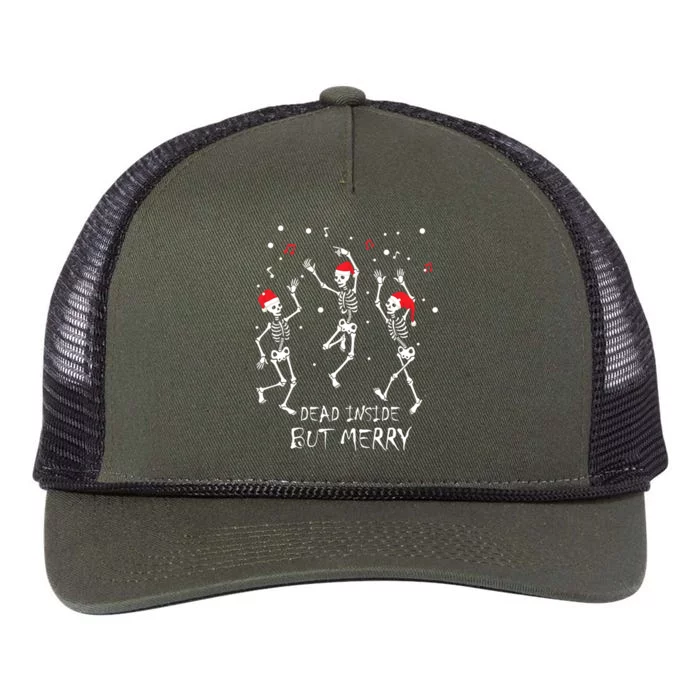 Dead Inside But Merry Funny Skeleton Christmas Gift Retro Rope Trucker Hat Cap