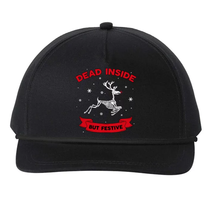 Dead Inside But Festive Flying Reindeer Skeleton Funny Funny Gift Snapback Five-Panel Rope Hat