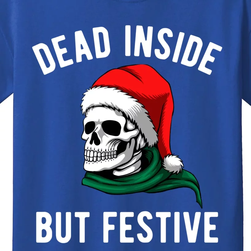 Dead Inside But Festive Funny Christmas Holidays Sketeton Gift Kids T-Shirt