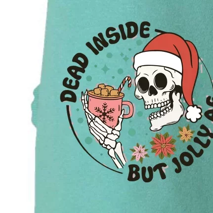 Dead Inside But Jolly Af Skeleton Xmas Santa Skull Doggie 3-End Fleece Hoodie