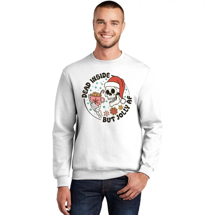 Dead Inside But Jolly Af Skeleton Xmas Santa Skull Sweatshirt