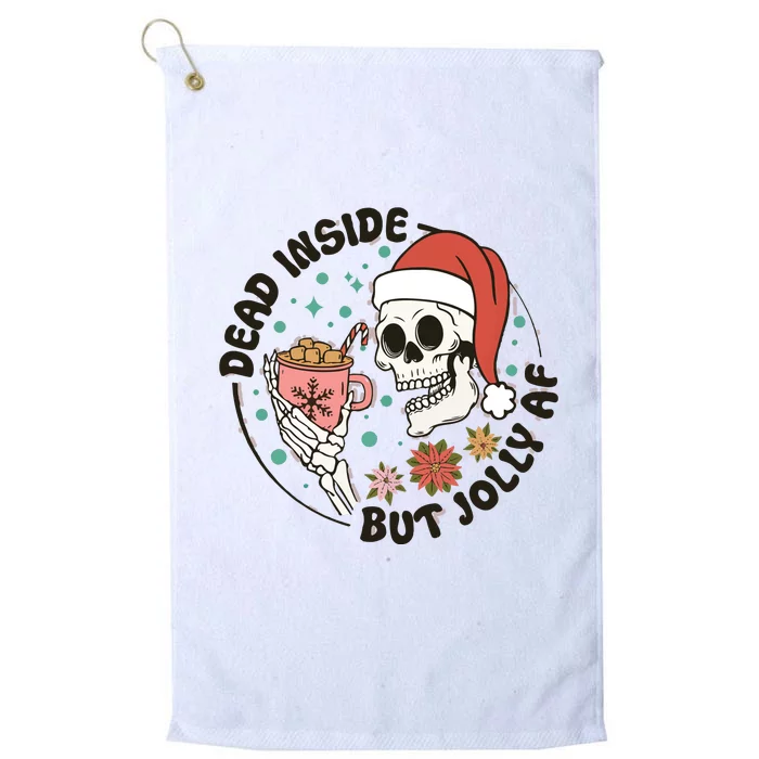 Dead Inside But Jolly Af Skeleton Xmas Santa Skull Platinum Collection Golf Towel