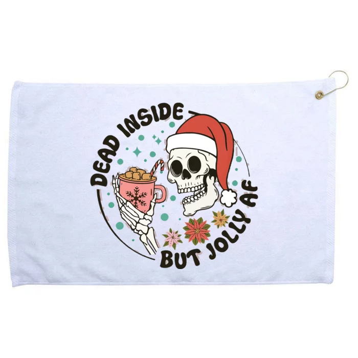 Dead Inside But Jolly Af Skeleton Xmas Santa Skull Grommeted Golf Towel