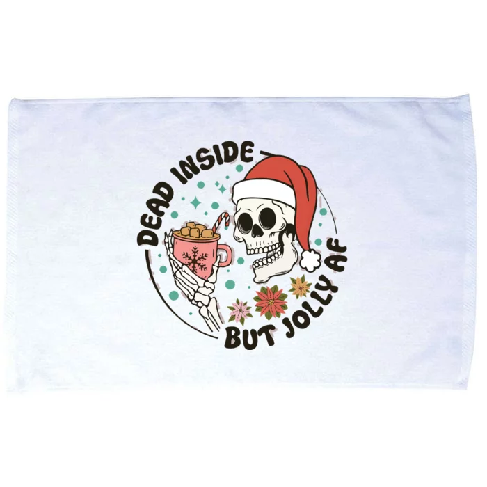 Dead Inside But Jolly Af Skeleton Xmas Santa Skull Microfiber Hand Towel