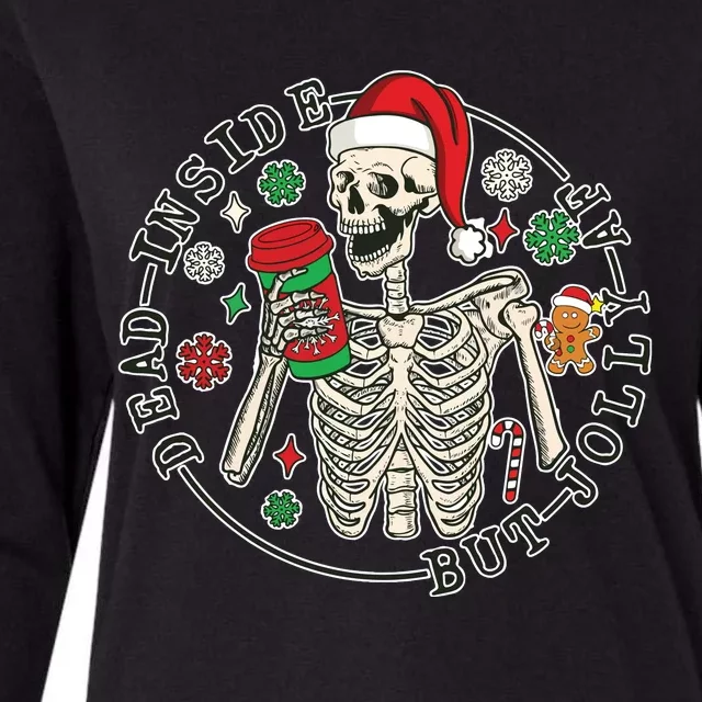 Dead Inside But Jolly Af Christmas Skeleton Womens Cotton Relaxed Long Sleeve T-Shirt