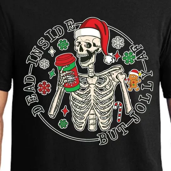 Dead Inside But Jolly Af Christmas Skeleton Pajama Set