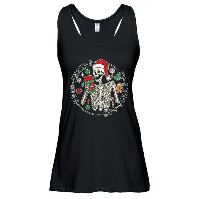 Dead Inside But Jolly Af Christmas Skeleton Ladies Essential Flowy Tank