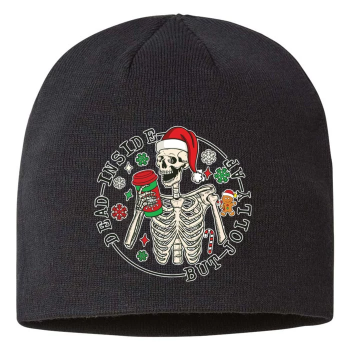 Dead Inside But Jolly Af Christmas Skeleton 8 1/2in Sustainable Knit Beanie