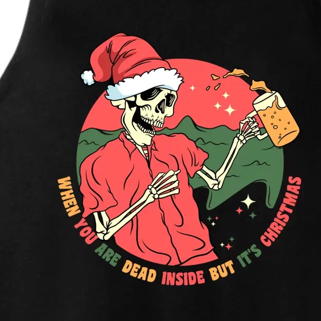 Dead Inside But It's Christmas Skeleton Ing Beer Xmas Gift Ladies Tri-Blend Wicking Tank