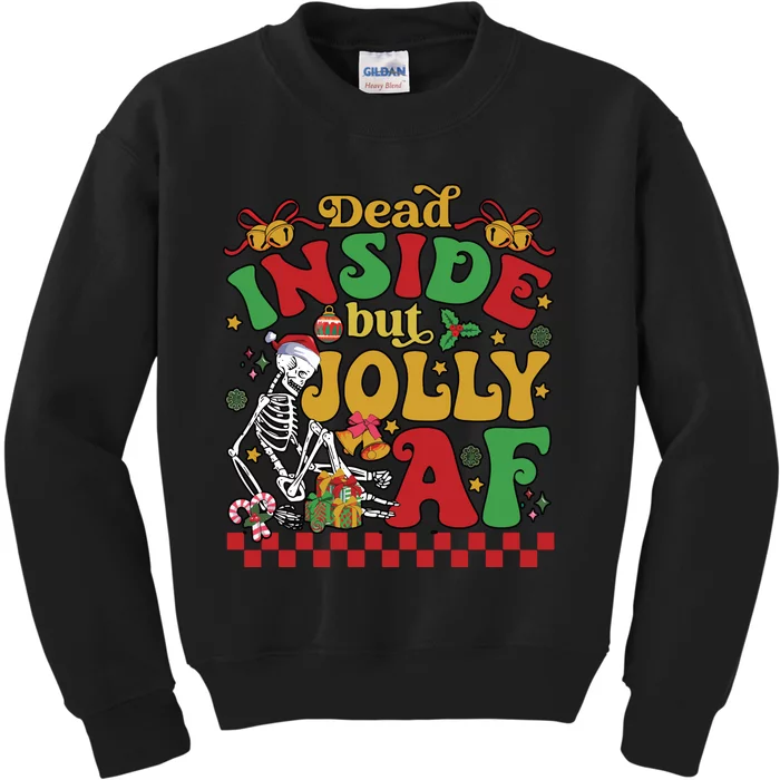 Dead Inside But Jolly Af Funny Christmas Gift Kids Sweatshirt