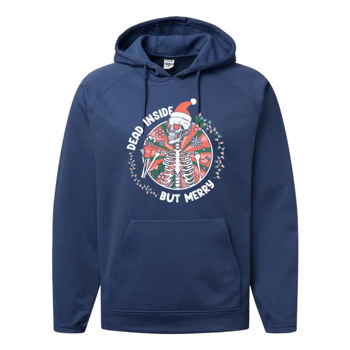 Dead Inside But Merry Gift Performance Fleece Hoodie